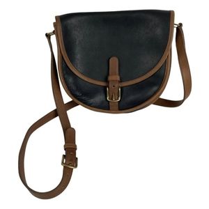 Coach Vintage 80s Purse Saddle Buckle Bag Crossbody Black Brown Two Tone Handbag